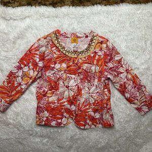 Ruby Rd Womens Multicolor Floral Full Sleeves Top